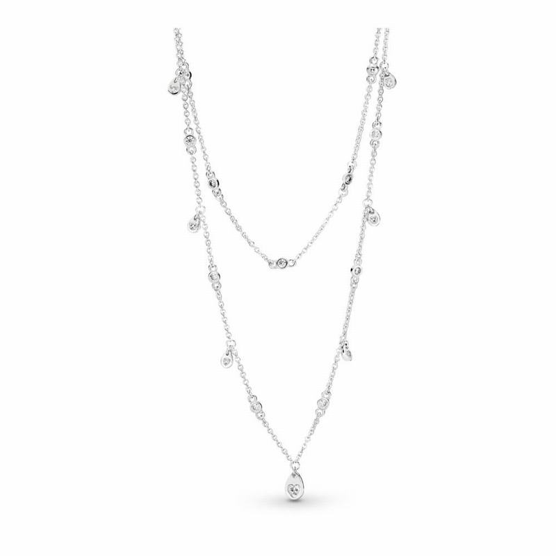 Pandora Chandelier Droplets Necklace Ireland - Sterling Silver/Cubic Zirconia - 982047VLJ